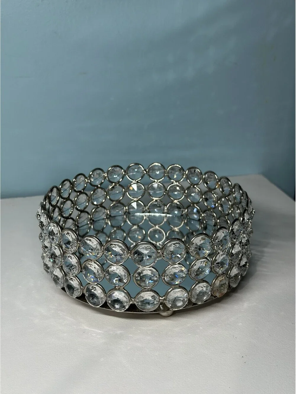 Rhinestone Wine/Candle Coasters From Z Gallerie Clear Faceted Bling 6